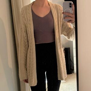 KNOX ROSE Women's Cream Cable Knit Cardigan NWOT